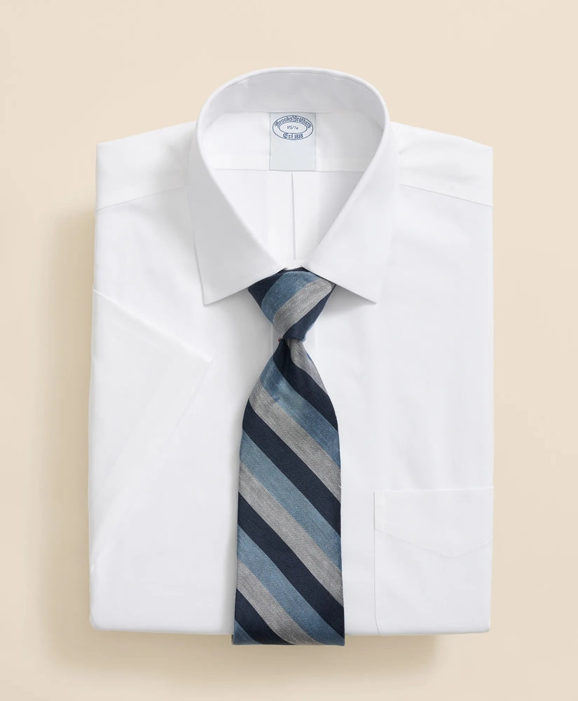 Stretch Supima® Cotton Non-Iron Ainsley Collar, Short-Sleeve Dress Shirt | Brooks Brothers on sale