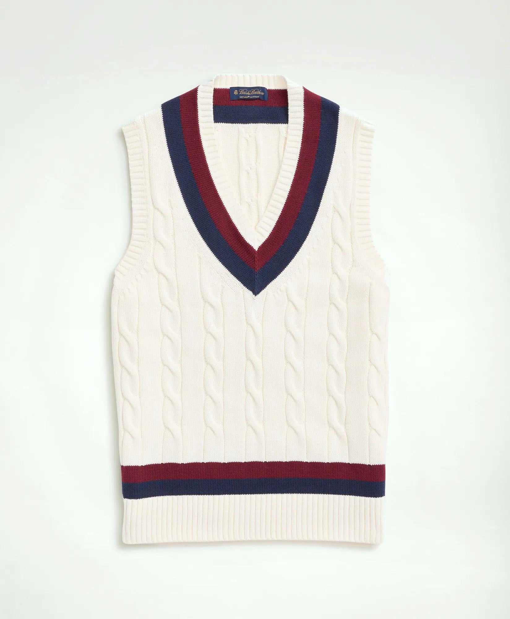 Vintage-Inspired Tennis V-Neck Vest in Supima® Cotton | Brooks Brothers cheap