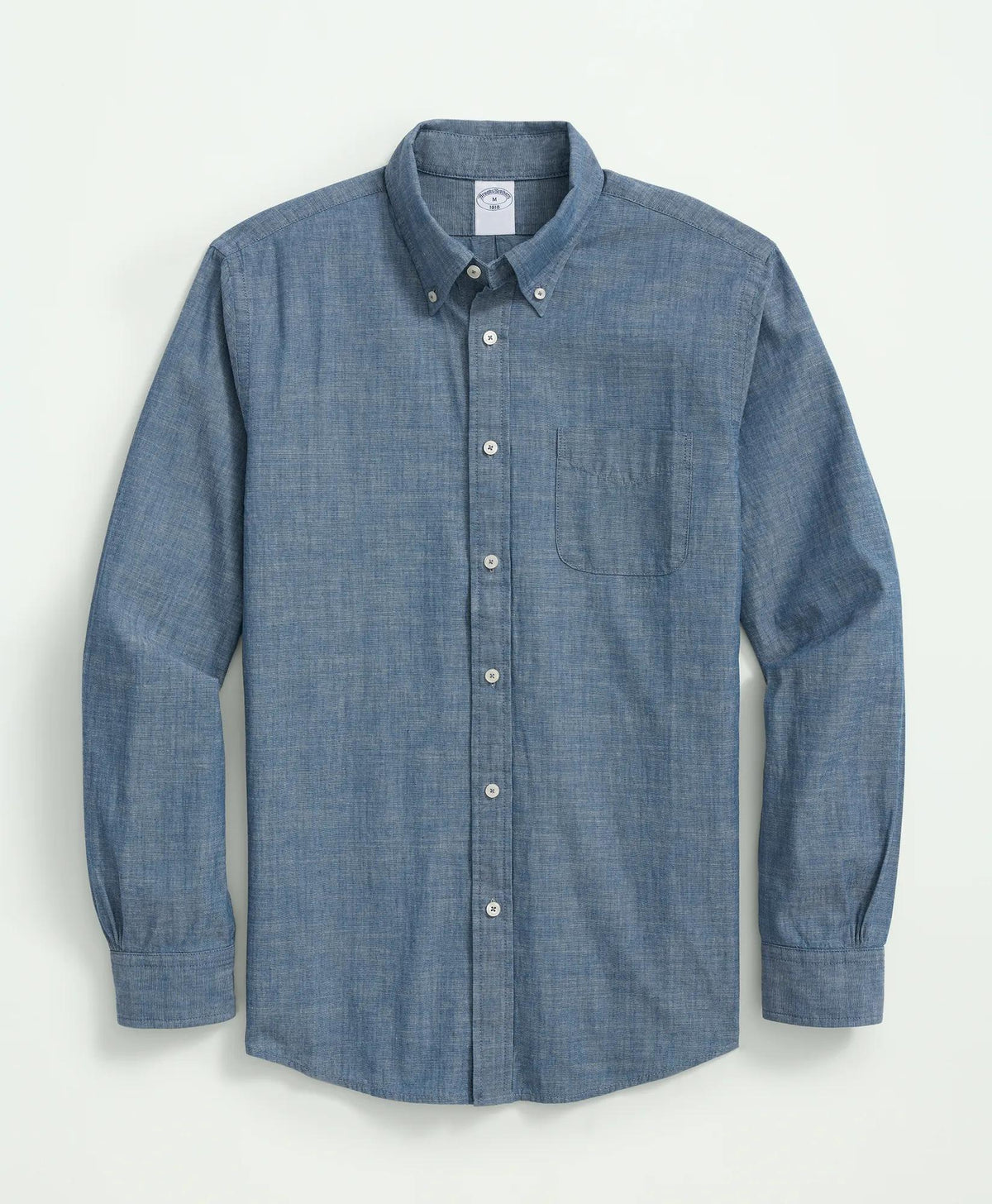 Chambray Cotton Poplin Polo Button Down Collar, Sport Shirt | Brooks Brothers on sale