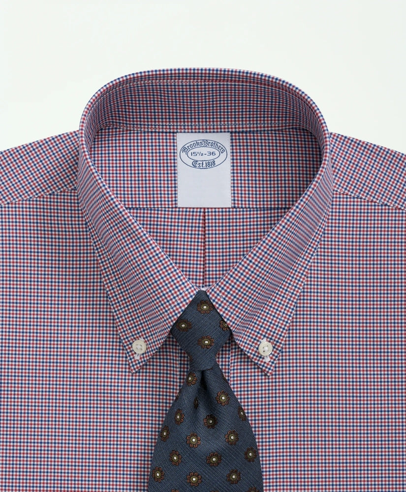 Big & Tall Stretch Supima® Cotton Non-Iron Poplin Polo Button-Down Collar, Checked Dress Shirt | Brooks Brothers cheap