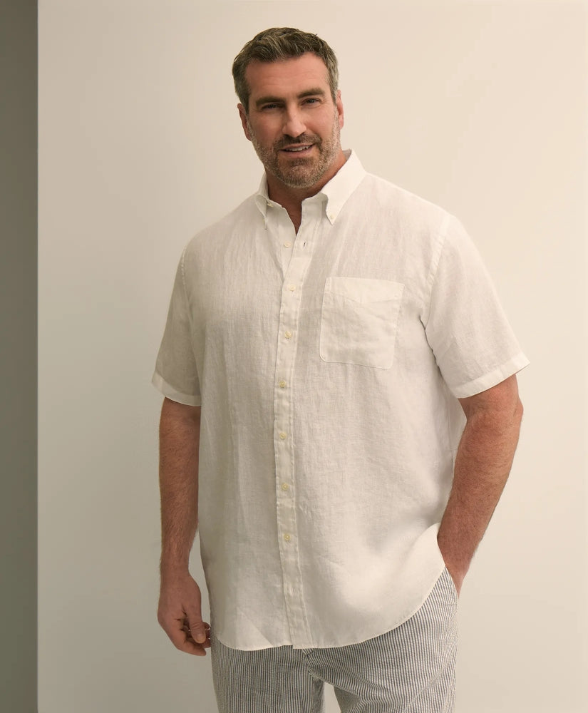 Big & Tall Sport Shirt, Short-Sleeve Irish Linen | Brooks Brothers online