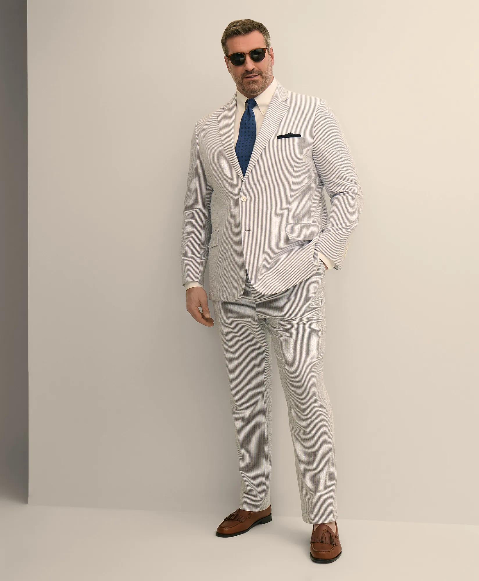 Big & Tall Cotton Seersucker Pants | Brooks Brothers online