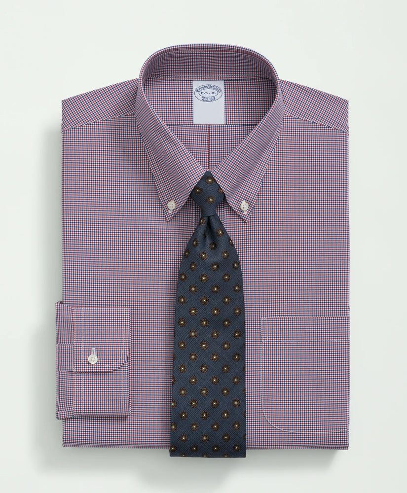Big & Tall Stretch Supima® Cotton Non-Iron Poplin Polo Button-Down Collar, Checked Dress Shirt | Brooks Brothers cheap