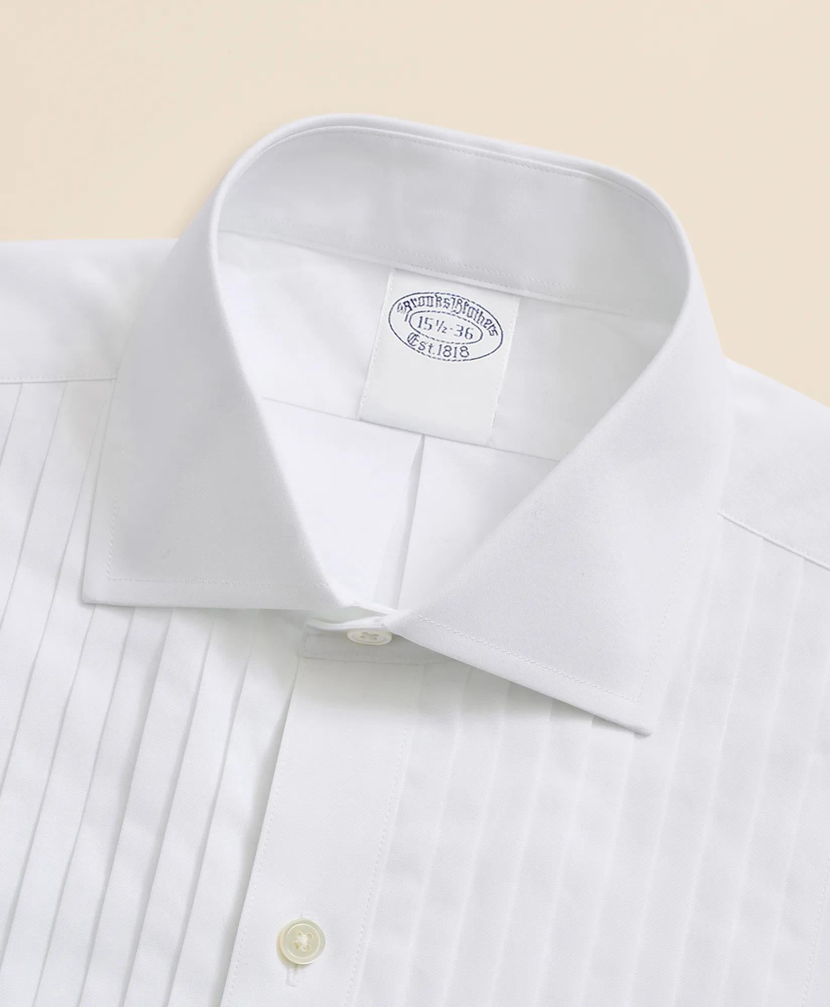 Stretch Cotton Broadcloth English Collar, 10-Pleat Tuxedo Shirt | Brooks Brothers on sale
