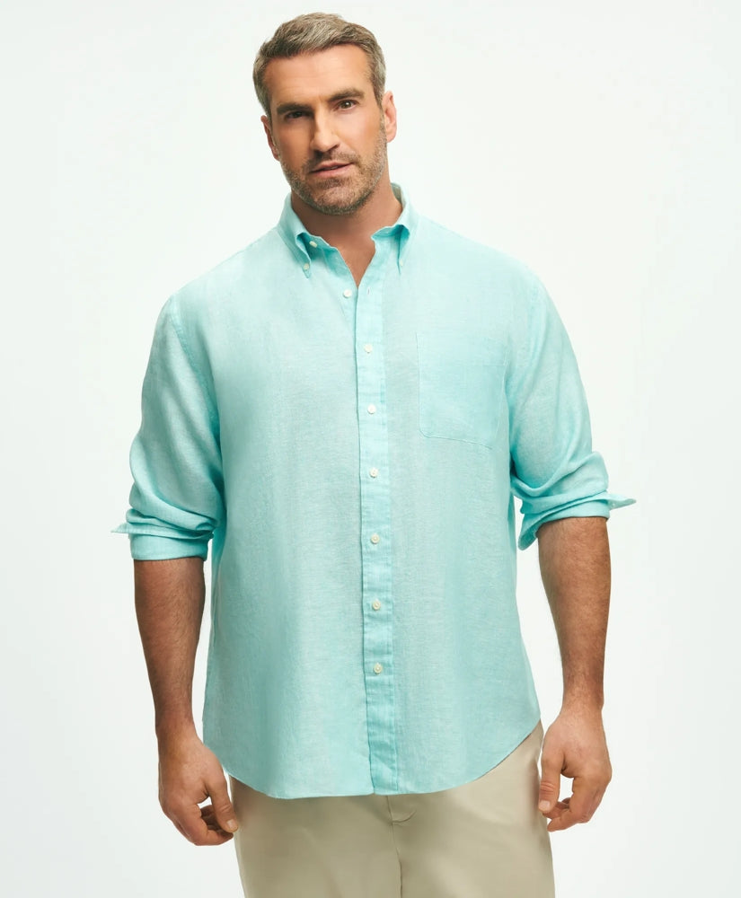 Big & Tall Sport Shirt, Irish Linen | Brooks Brothers on sale