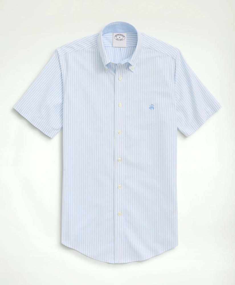 Stretch Non-Iron Oxford Button-Down Collar, Bengal Stripe Short- Sleeve Sport Shirt | Brooks Brothers sale
