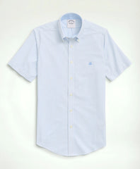 Stretch Non-Iron Oxford Button-Down Collar, Bengal Stripe Short- Sleeve Sport Shirt | Brooks Brothers sale