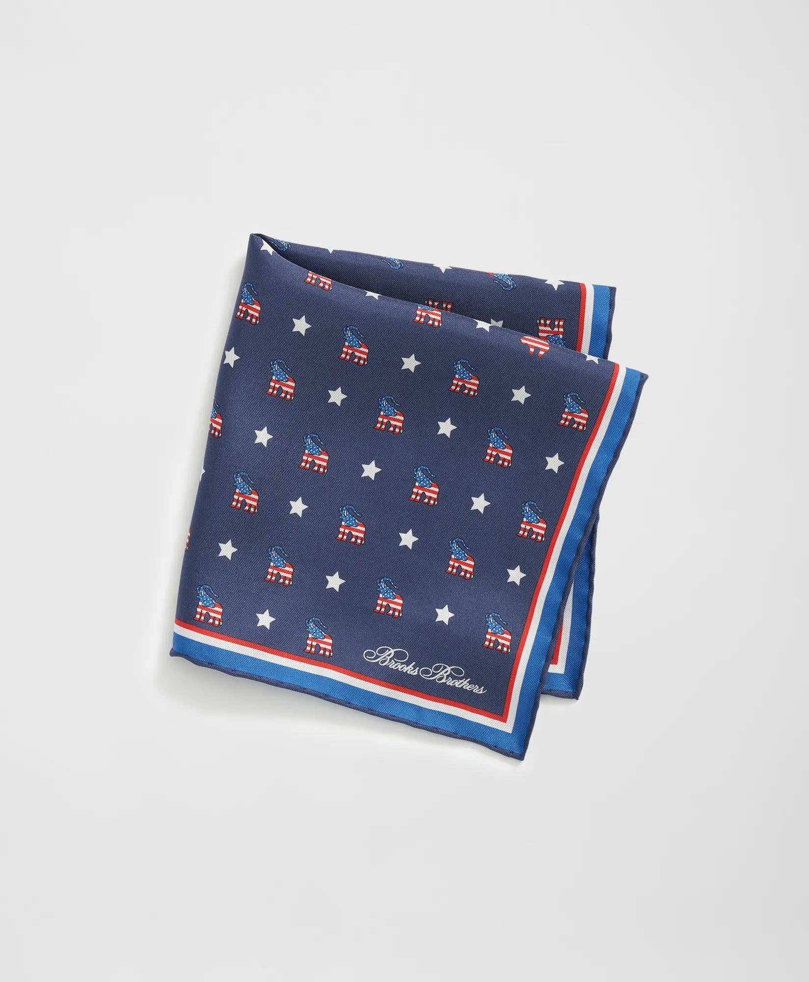 Elephant Motif Silk Pocket Square | Brooks Brothers cheap