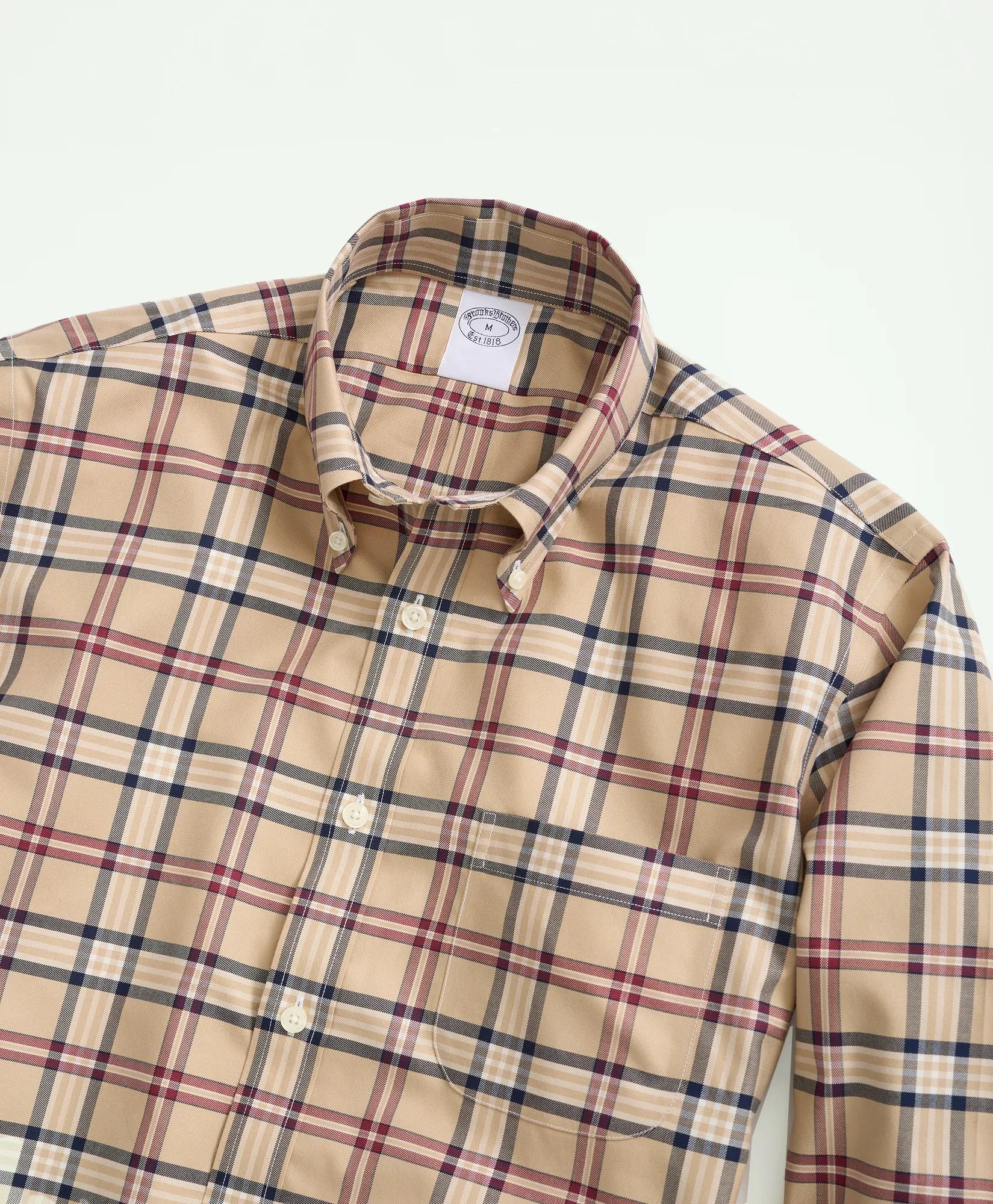 Stretch Supima® Cotton Non-Iron Twill Polo Button Down Collar, Tartan Shirt | Brooks Brothers discount